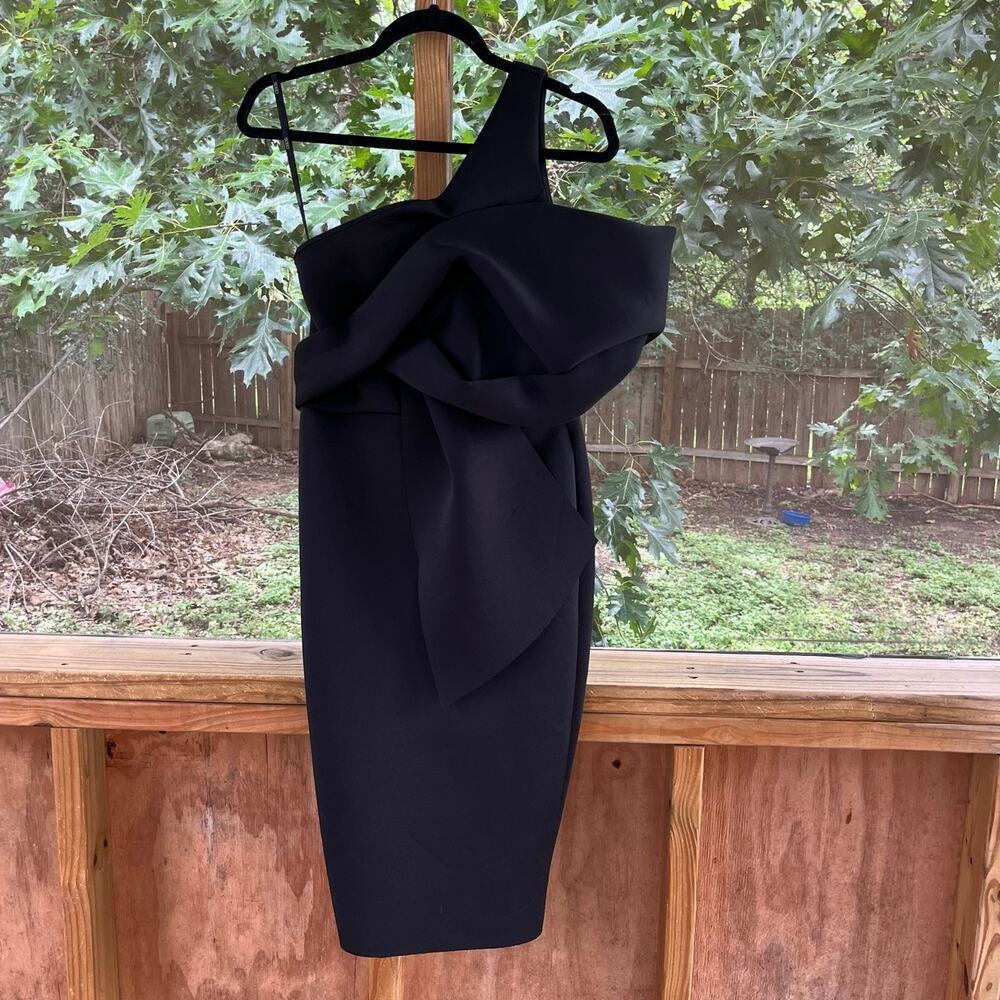 ASOS Women's Black One Shoulder Gathered Midi Dress Size 6